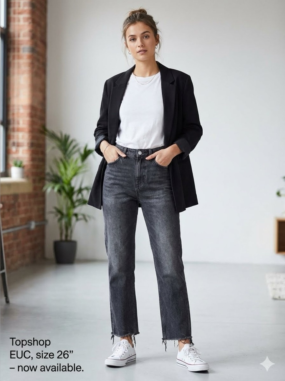 EUC size 26” Topshop black denim